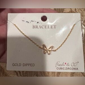 Fresh & Co. NWT Gold Dipped rhinestones butterfly Bracelet with CZs